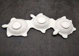 Sea Turtle Light Blue Connected Trio Plate (1 dish approx. 13.5+ inches wide) Light Aqua Sea Turtle Ceramic Dish for coastal table charm!