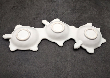 Sea Turtle Light Blue Connected Trio Plate (1 dish approx. 13.5+ inches wide) Light Aqua Sea Turtle Ceramic Dish for coastal table charm!