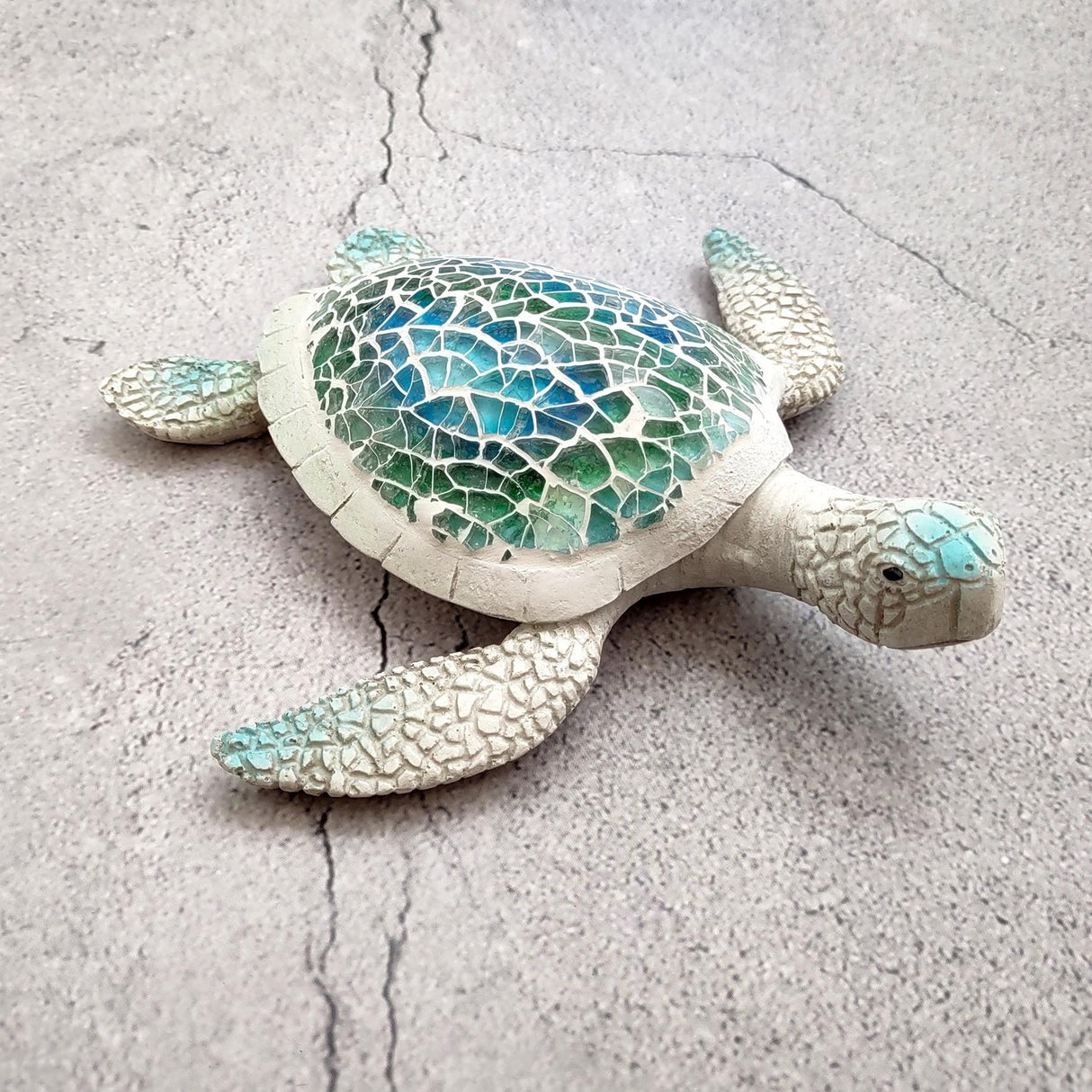 Sea Turtle Blue Green Glass Mosaic Shell Figurine (1 figure approx. 6.25+ inches long) Glass Mosaic Shell Sea Turtle Figure for home decor!