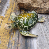 Green Sea Turtle Figurine Painted Resin (1 turtle approx. 5+ inches long) Green Painted Resin Sea Turtle Figure for coastal home decor!