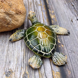 Green Sea Turtle Figurine Painted Resin (1 turtle approx. 5+ inches long) Green Painted Resin Sea Turtle Figure for coastal home decor!