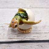 Green Baby Sea Turtle Hatching Figure (1 turtle approx. 3+ inches) Green Painted Resin Baby Turtle Egg Figure for coastal home décor!
