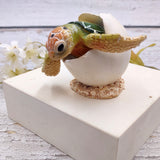 Green Baby Sea Turtle Hatching Figure (1 turtle approx. 3+ inches) Green Painted Resin Baby Turtle Egg Figure for coastal home décor!