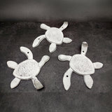 Cast Iron Antique White Sea Turtle Wall Hook (1 cast iron hook approx. 6+ inches) Functional Sea Turtle Wall Hanger for coastal home decor!