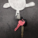 Cast Iron Antique White Sea Turtle Wall Hook (1 cast iron hook approx. 6+ inches) Functional Sea Turtle Wall Hanger for coastal home decor!