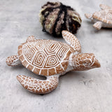 Brown Sea Turtle Figurine Weathered Resin (1 turtle approx. 3.75+ inches) Brown White Sea Turtle Statue for beach home decor & display!