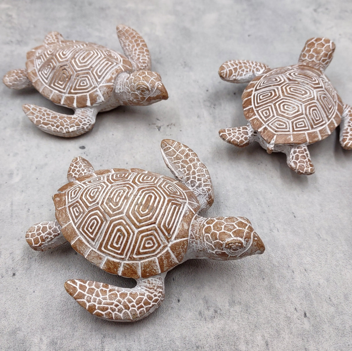 Brown Sea Turtle Figurine Weathered Resin (1 turtle approx. 3.75+ inches) Brown White Sea Turtle Statue for beach home decor & display!