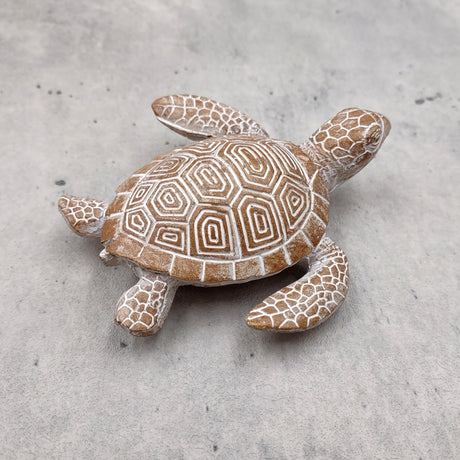 Brown Sea Turtle Figurine Weathered Resin (1 turtle approx. 3.75+ inches) Brown White Sea Turtle Statue for beach home decor & display!