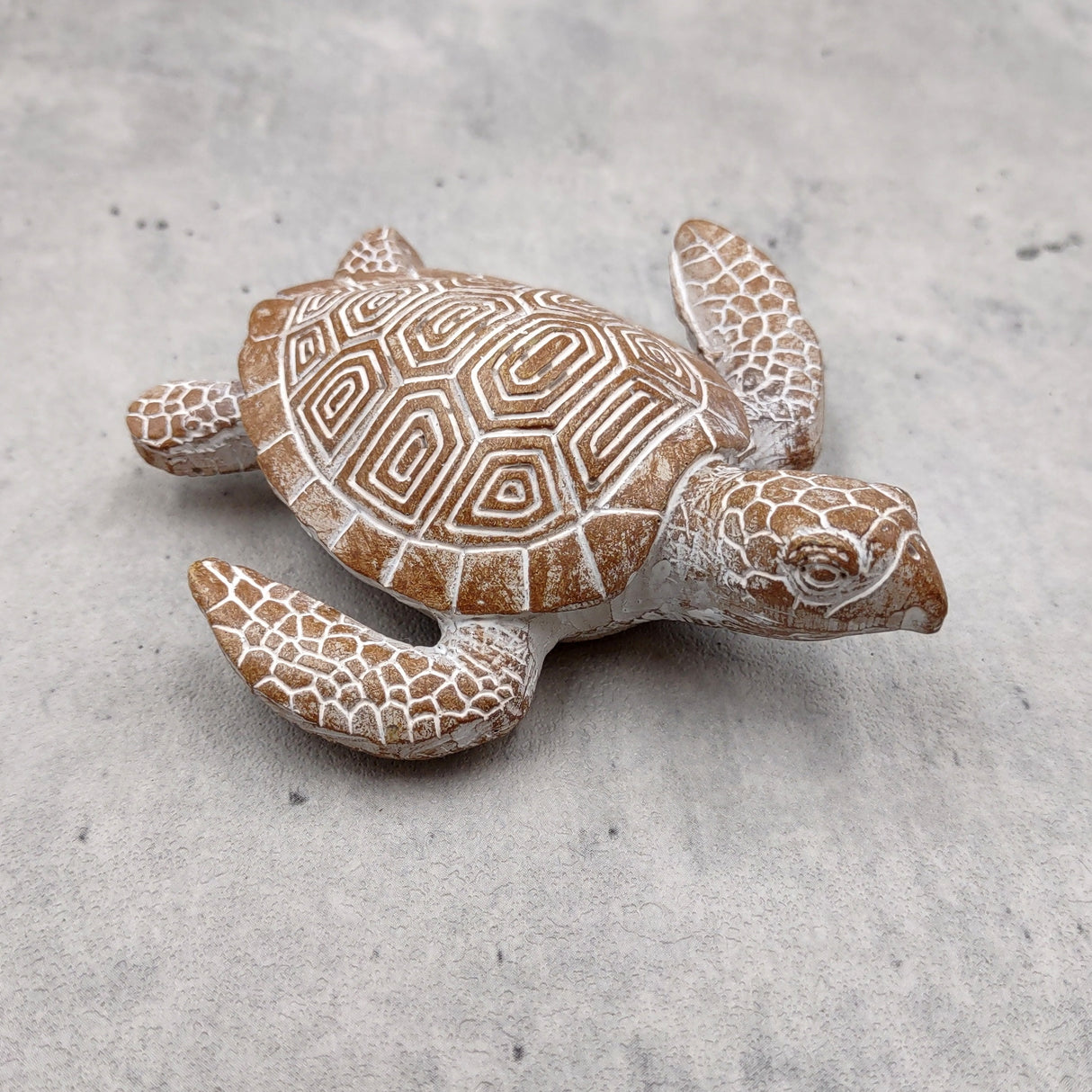 Brown Sea Turtle Figurine Weathered Resin (1 turtle approx. 3.75+ inches) Brown White Sea Turtle Statue for beach home decor & display!