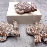 Brown Sea Turtle Figurine Weathered Resin (1 turtle approx. 3.75+ inches) Brown White Sea Turtle Statue for beach home decor & display!
