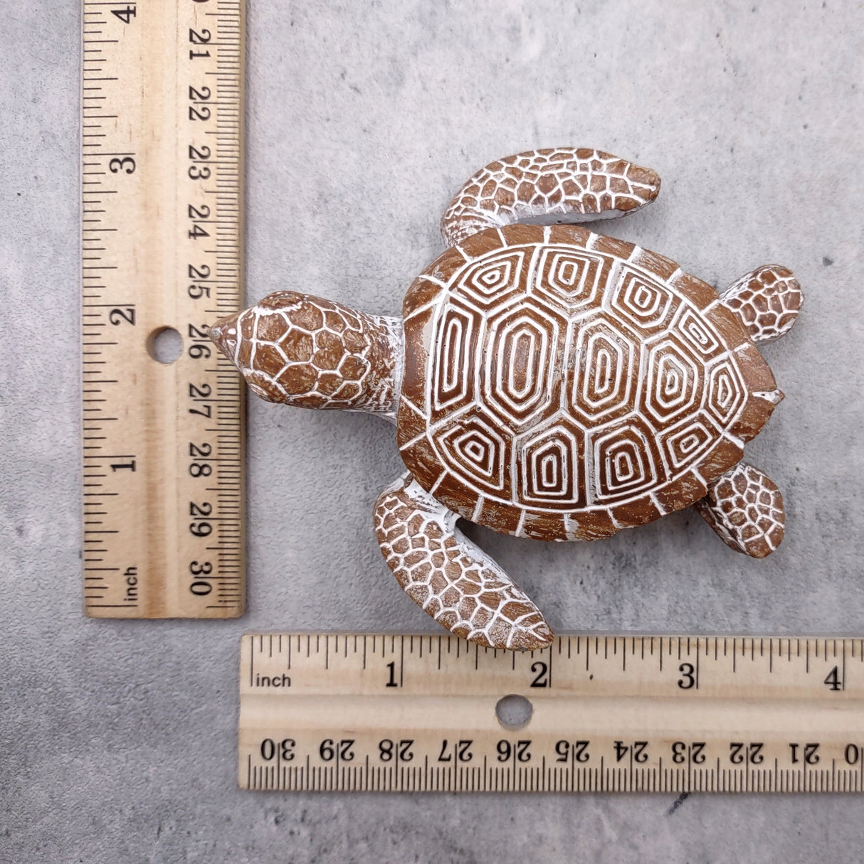 Brown Sea Turtle Figurine Weathered Resin (1 turtle approx. 3.75+ inches) Brown White Sea Turtle Statue for beach home decor & display!