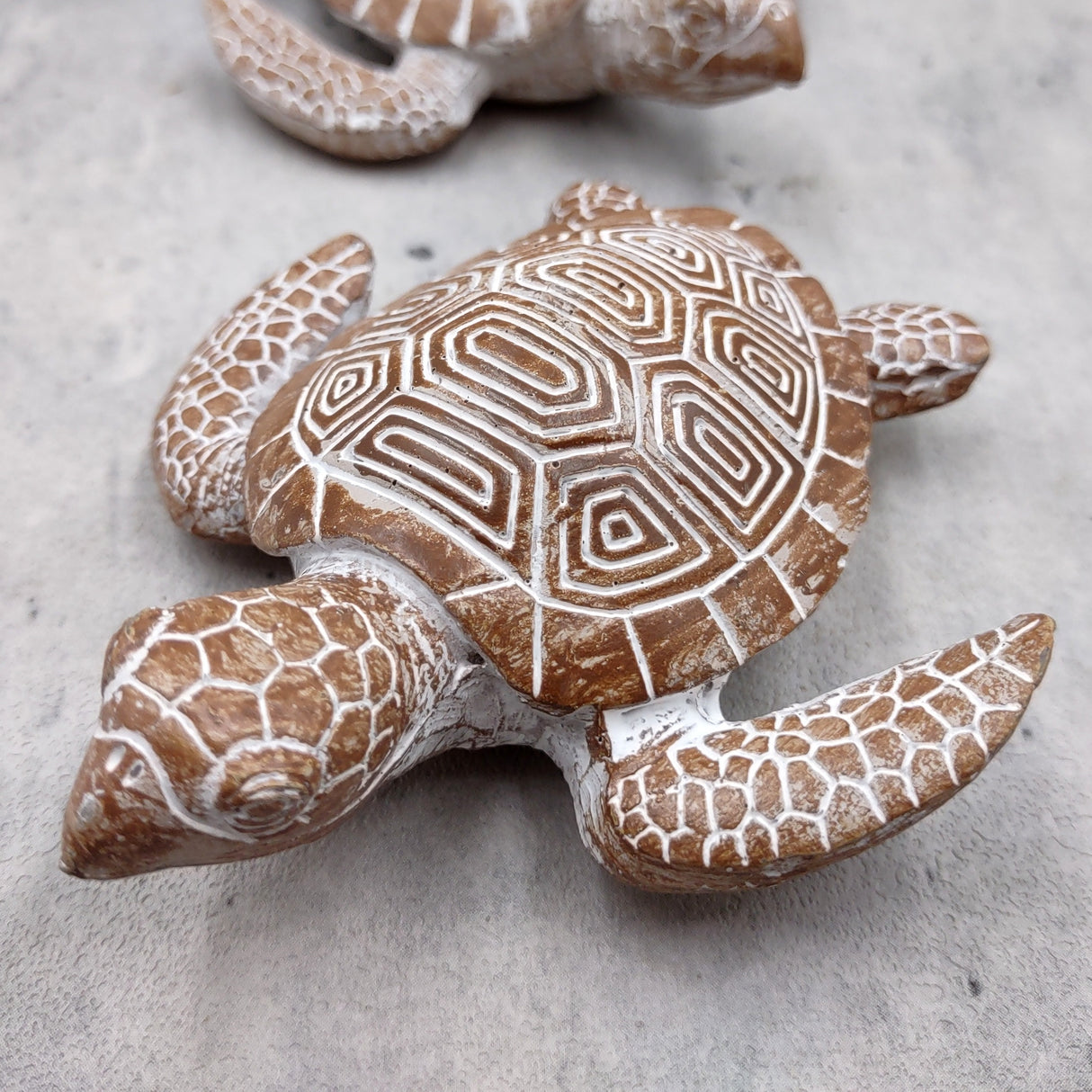 Brown Sea Turtle Figurine Weathered Resin (1 turtle approx. 3.75+ inches) Brown White Sea Turtle Statue for beach home decor & display!