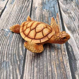 Sea Turtle Figurine Brown Wood Style (1 turtle approx. 5+ inches) Resin Sea Turtle Figure for coastal beach home display & decoration!