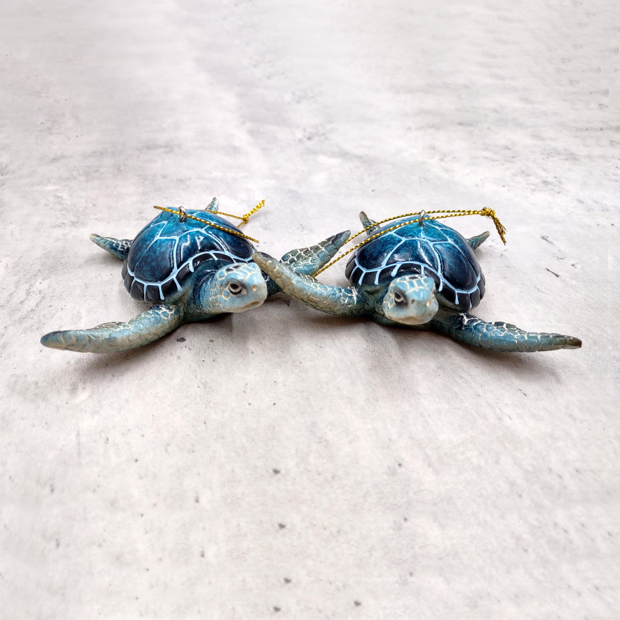 Blue Resin Sea Turtle Christmas Ornament (1 turtle approx. 4+ inches) Blue Resin Sea Turtle Figure for holiday decor & celebrations!