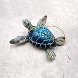 Blue Resin Sea Turtle Christmas Ornament (1 turtle approx. 4+ inches) Blue Resin Sea Turtle Figure for holiday decor & celebrations!