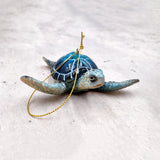 Blue Resin Sea Turtle Christmas Ornament (1 turtle approx. 4+ inches) Blue Resin Sea Turtle Figure for holiday decor & celebrations!