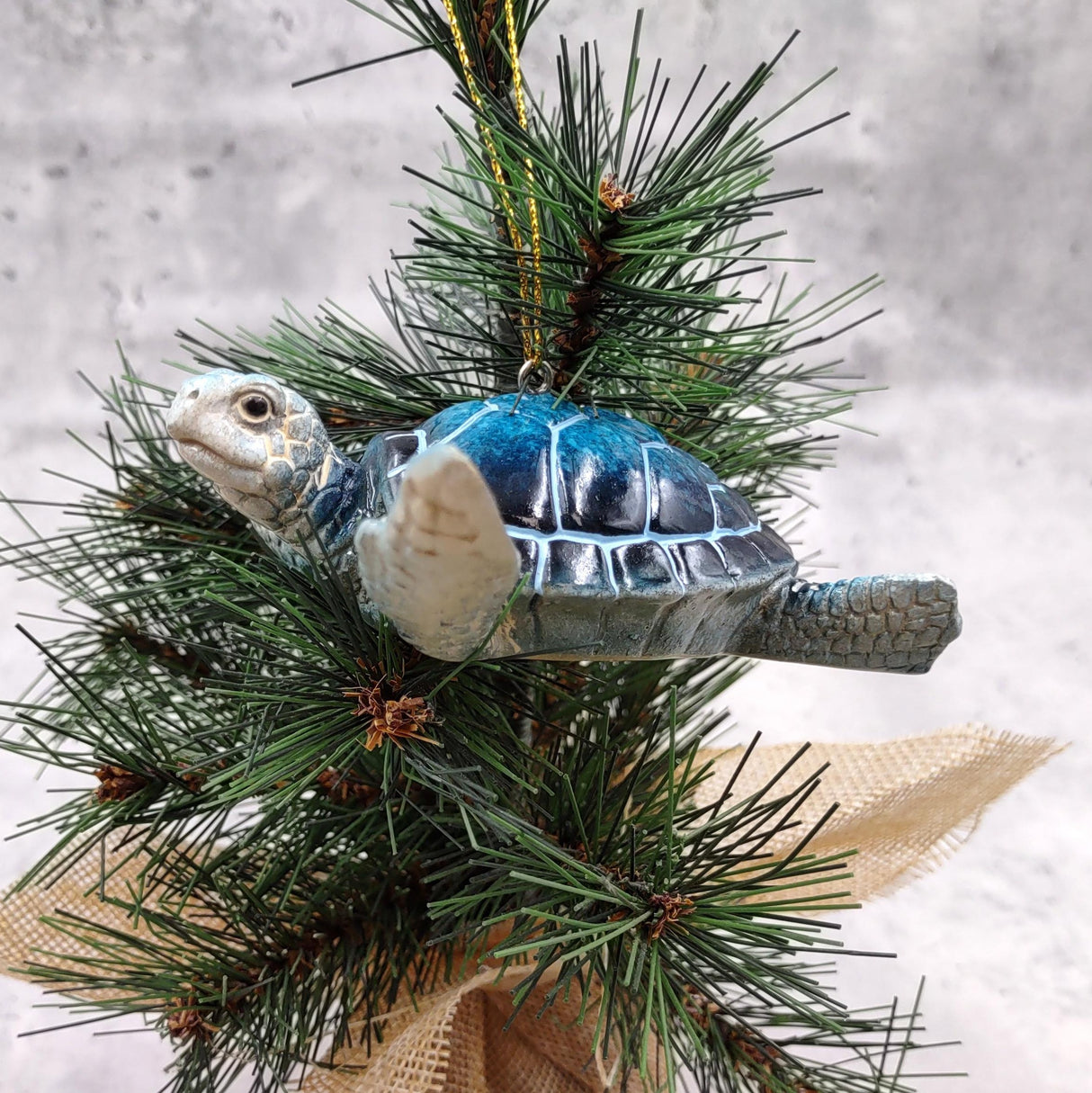 Blue Resin Sea Turtle Christmas Ornament (1 turtle approx. 4+ inches) Blue Resin Sea Turtle Figure for holiday decor & celebrations!
