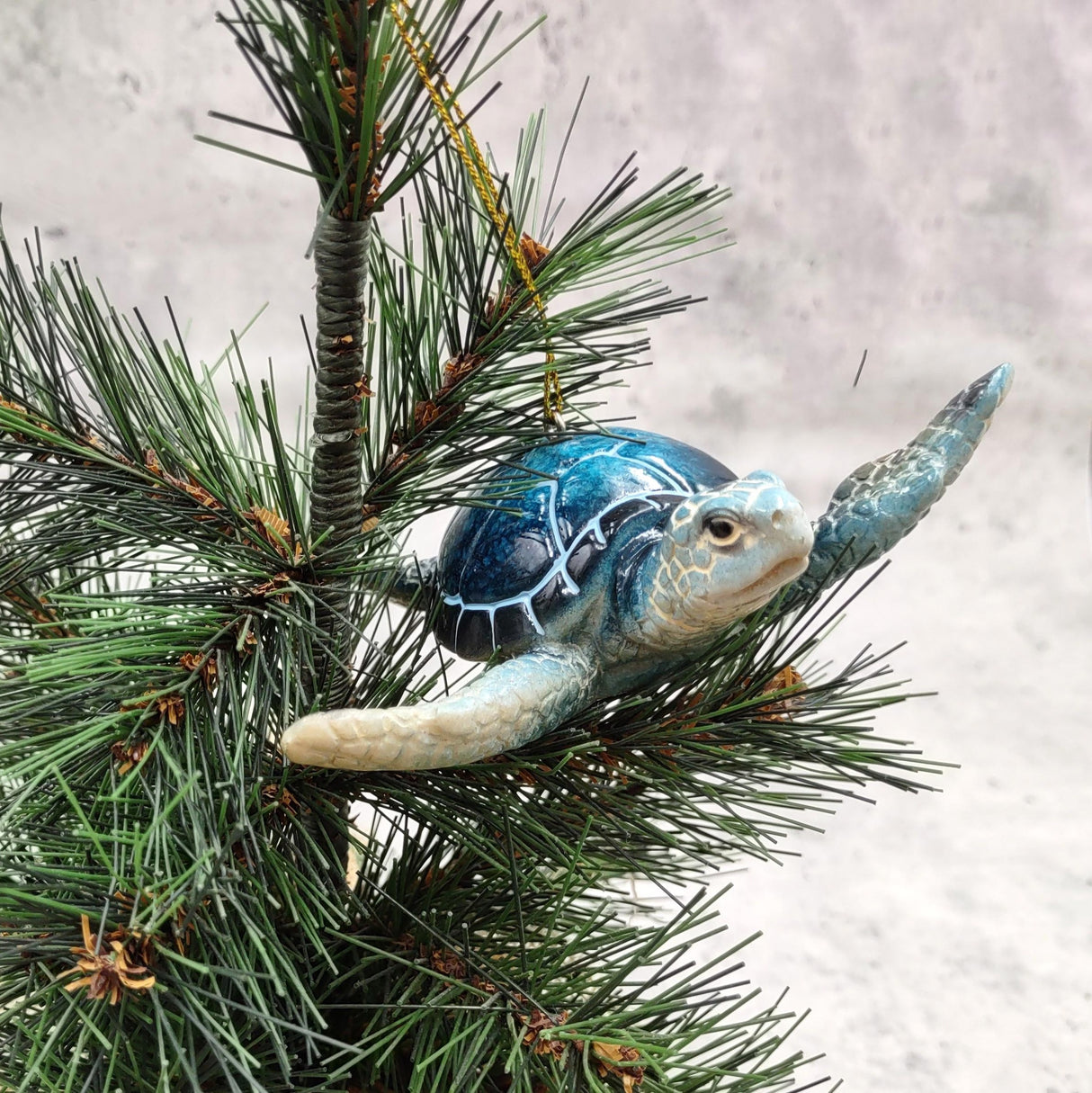 Blue Resin Sea Turtle Christmas Ornament (1 turtle approx. 4+ inches) Blue Resin Sea Turtle Figure for holiday decor & celebrations!