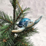 Blue Resin Sea Turtle Christmas Ornament (1 turtle approx. 4+ inches) Blue Resin Sea Turtle Figure for holiday decor & celebrations!