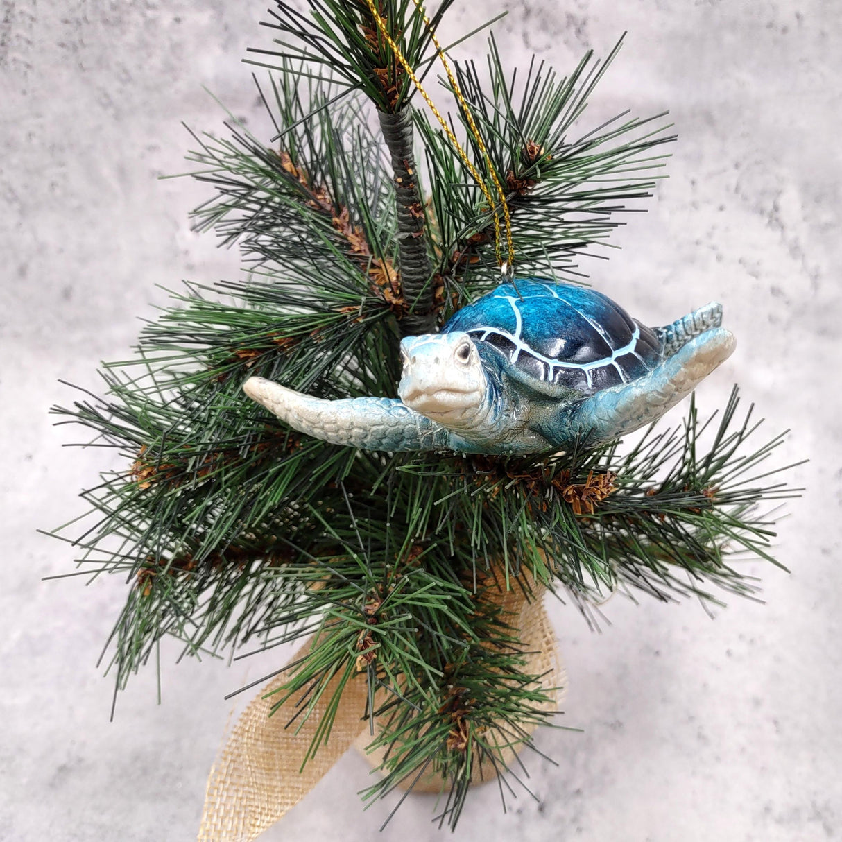 Blue Resin Sea Turtle Christmas Ornament (1 turtle approx. 4+ inches) Blue Resin Sea Turtle Figure for holiday decor & celebrations!