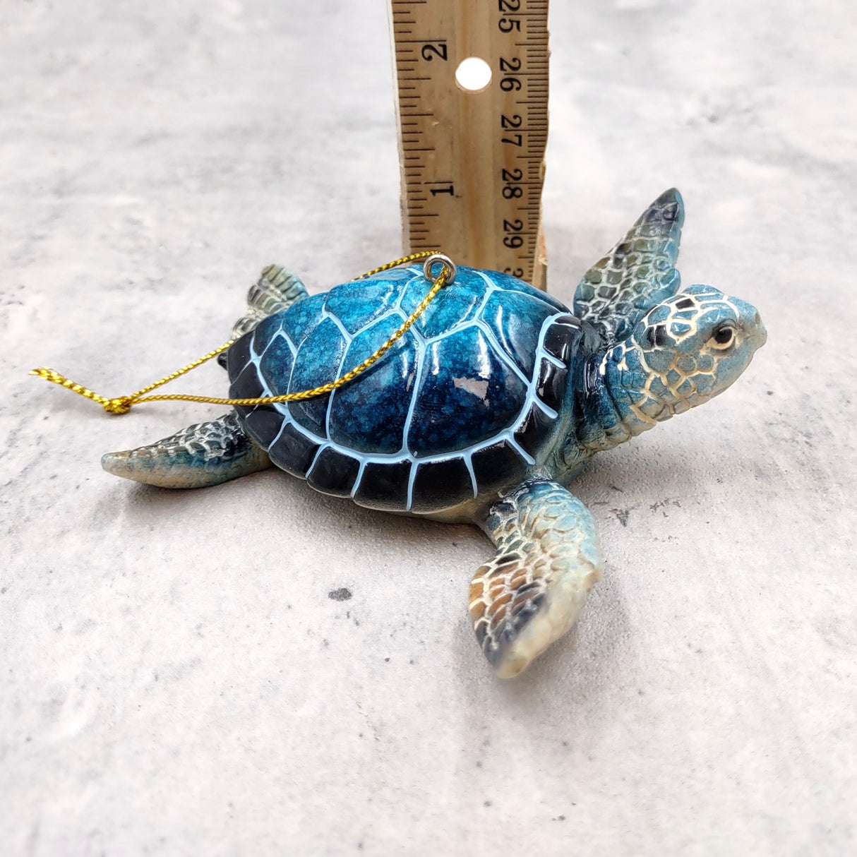 Blue Resin Sea Turtle Christmas Ornament (1 turtle approx. 4+ inches) Blue Resin Sea Turtle Figure for holiday decor & celebrations!