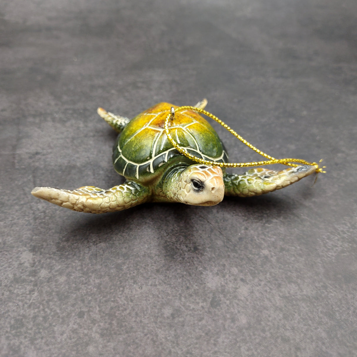 Green Resin Sea Turtle Christmas Ornament (1 turtle approx. 4+ inches) Green Resin Sea Turtle Figure for holiday decor & celebrations!