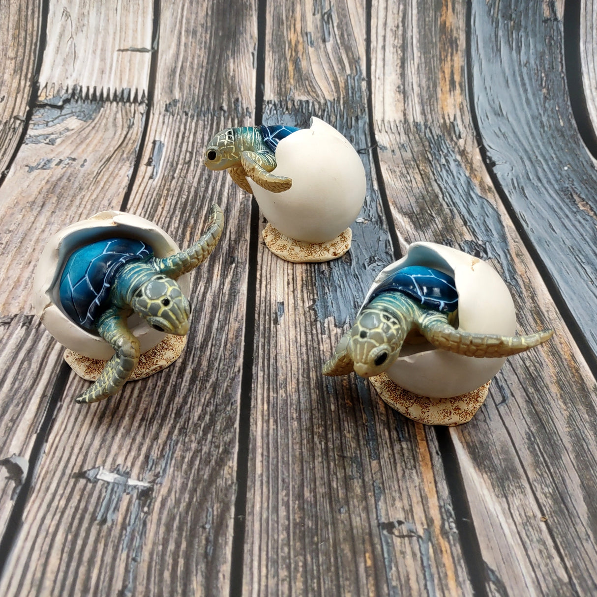 Blue Baby Sea Turtle Hatching Figure (1 turtle approx. 3+ inches) Blue Painted Resin Baby Turtle Egg Figure for coastal home décor!