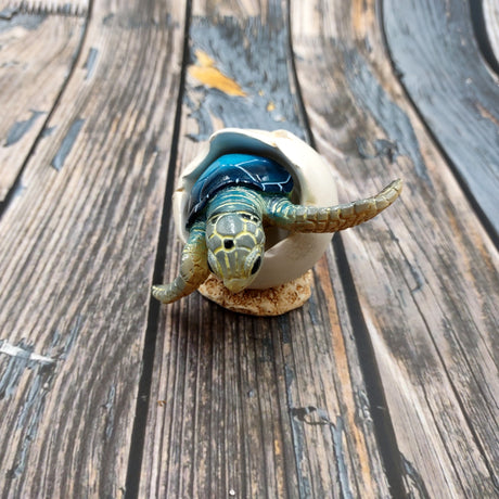 Blue Baby Sea Turtle Hatching Figure (1 turtle approx. 3+ inches) Blue Painted Resin Baby Turtle Egg Figure for coastal home décor!