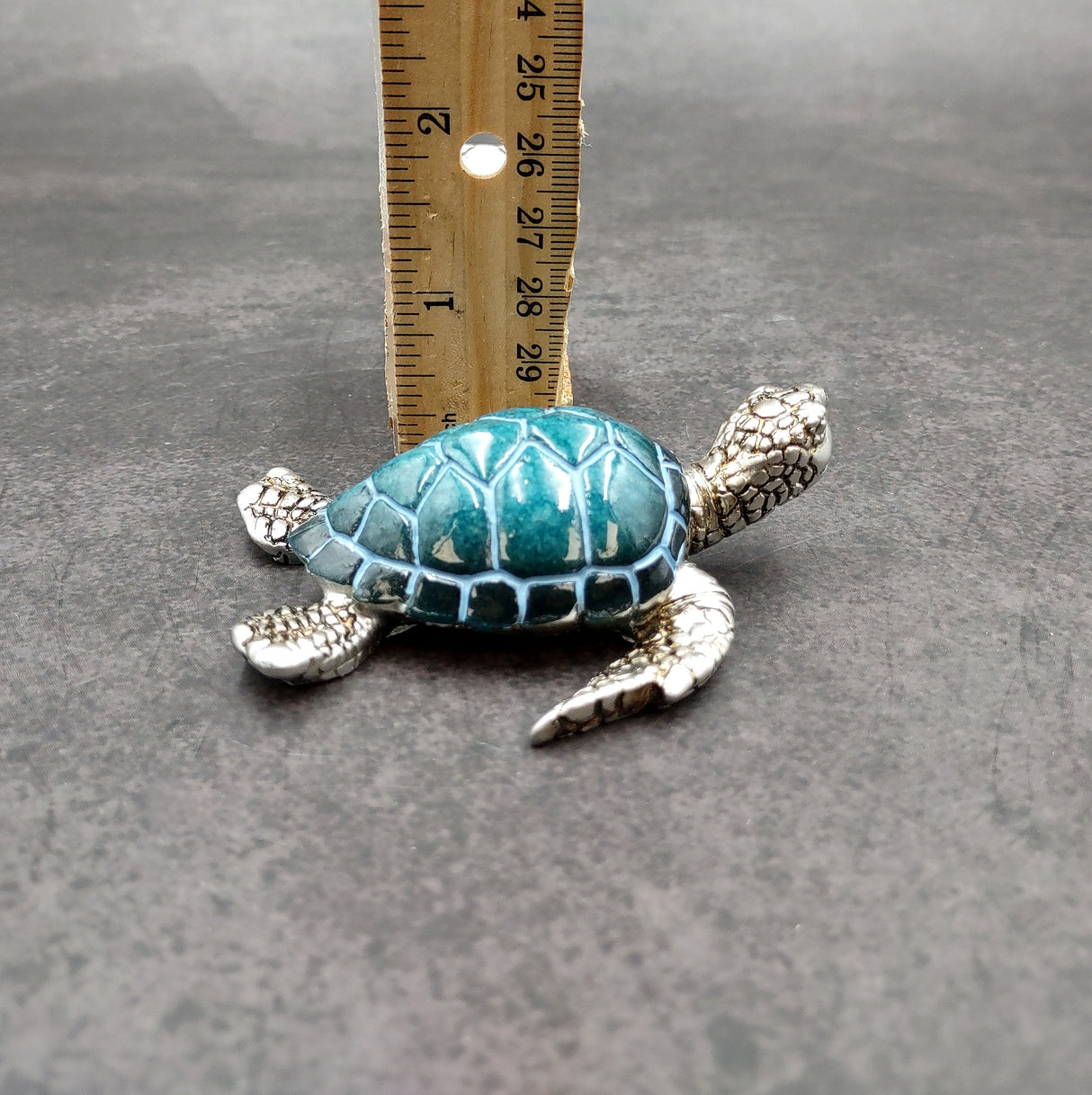 Silver Blue Sea Turtle Resin Painted Figurine (1 turtle approx. 3+ inches) Resin Silver Blue Sea Turtle Figure for gifting décor & display!