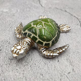 Silver Green Sea Turtle Resin Painted Figurine (1 turtle approx. 3+ inches) Resin Silver Green Sea Turtle Figure for gifting & display!