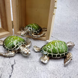 Silver Green Sea Turtle Resin Painted Figurine (1 turtle approx. 3+ inches) Resin Silver Green Sea Turtle Figure for gifting & display!