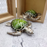 Silver Green Sea Turtle Resin Painted Figurine (1 turtle approx. 3+ inches) Resin Silver Green Sea Turtle Figure for gifting & display!