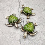 Silver Green Sea Turtle Resin Painted Figurine (1 turtle approx. 3+ inches) Resin Silver Green Sea Turtle Figure for gifting & display!