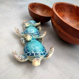 Blue Resin Sea Turtle Family Figurine (1 figurine approx. 8+ inches long) Blue Turtle Family Trio for coastal decor display and collecting!