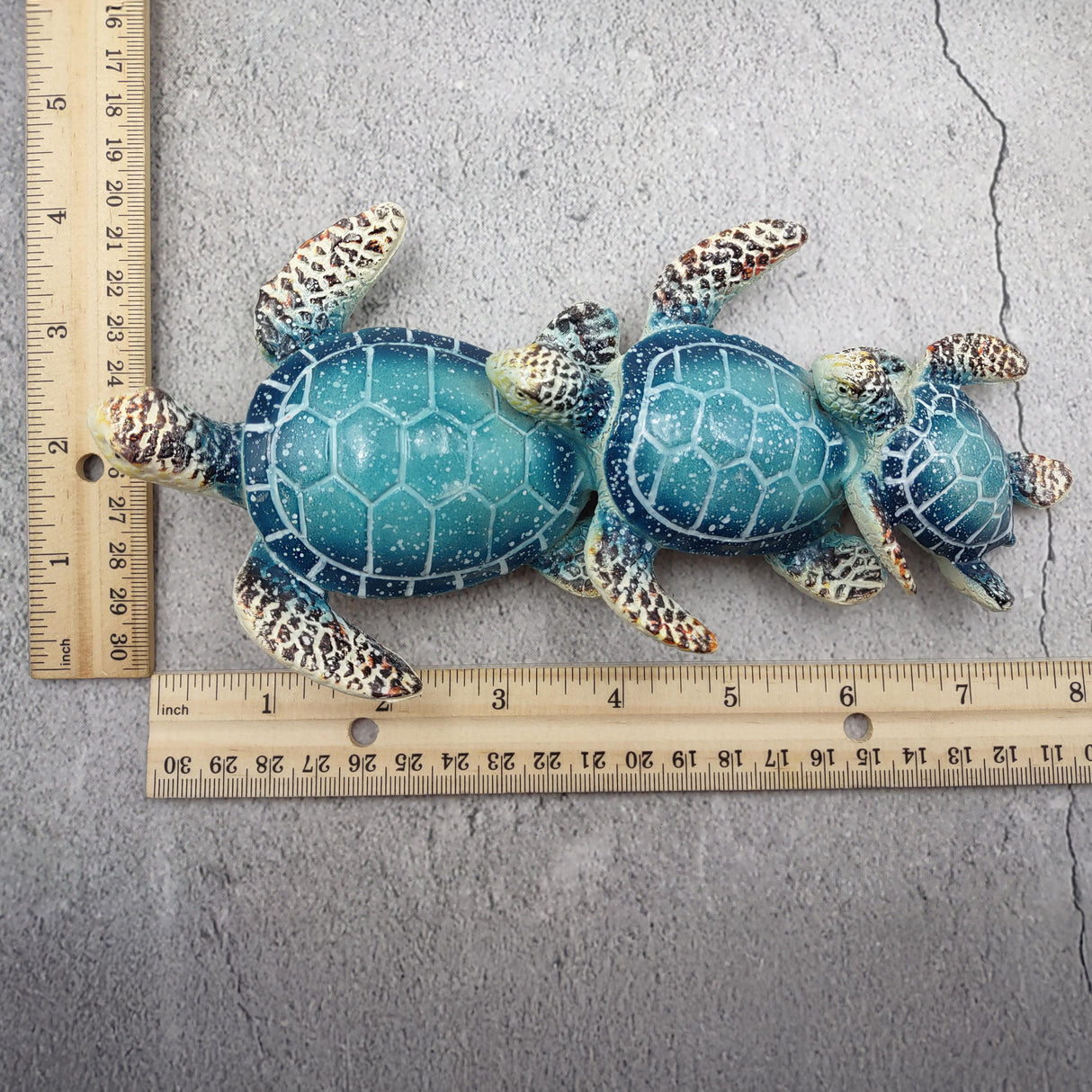 Blue Resin Sea Turtle Family Figurine (1 figurine approx. 8+ inches long) Blue Turtle Family Trio for coastal decor display and collecting!