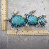 Blue Resin Sea Turtle Family Figurine (1 figurine approx. 8+ inches long) Blue Turtle Family Trio for coastal decor display and collecting!