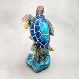 Blue Sea Turtle Figurine Painted Resin (1 figure approx. 3.5+ inches tall) Ocean Blue Sea Turtle for coastal home decor gifts & collecting!