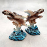 Blue Sea Turtle Figurine Painted Resin (1 figure approx. 3.5+ inches tall) Ocean Blue Sea Turtle for coastal home decor gifts & collecting!
