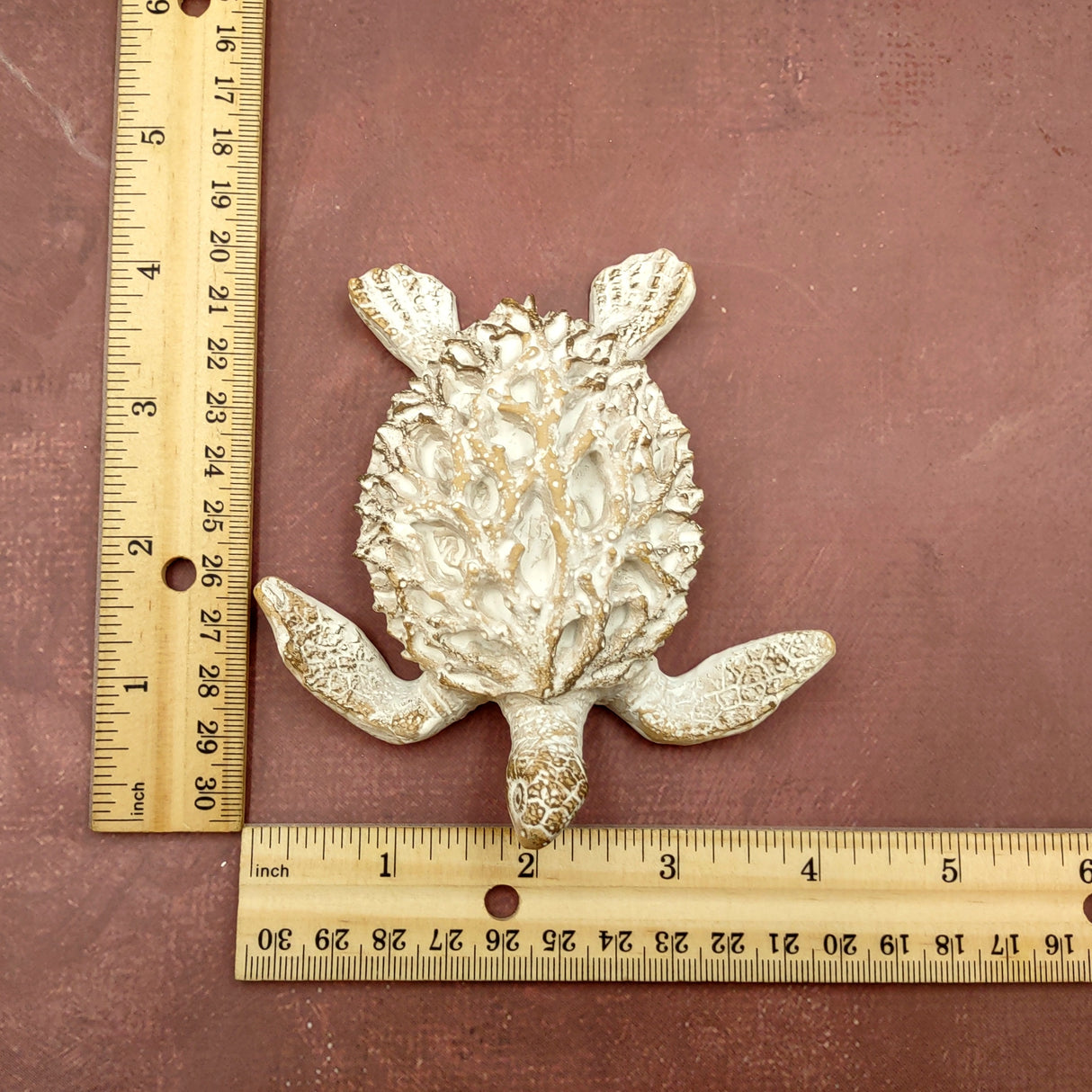 White Sea Turtle Tan Coral Shell Figurine (1 figure approx. 4+ inches) Rough White Tan Sea Turtle Statuette for decor gifts & collecting!