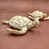 White Sea Turtle Tan Coral Shell Figurine (1 figure approx. 4+ inches) Rough White Tan Sea Turtle Statuette for decor gifts & collecting!
