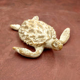 White Sea Turtle Tan Coral Shell Figurine (1 figure approx. 4+ inches) Rough White Tan Sea Turtle Statuette for decor gifts & collecting!