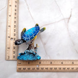 Ocean Blue Painted Resin Sea Turtle Figurine (1 figure approx. 3.5+ inches tall) Blue Sea Turtle for coastal home decor gifts & collecting!