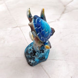 Ocean Blue Painted Resin Sea Turtle Figurine (1 figure approx. 3.5+ inches tall) Blue Sea Turtle for coastal home decor gifts & collecting!