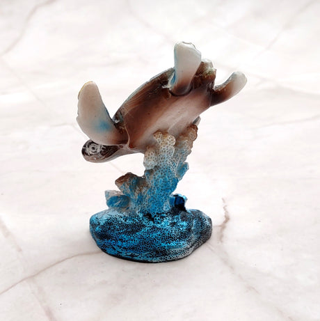 Ocean Blue Painted Resin Sea Turtle Figurine (1 figure approx. 3.5+ inches tall) Blue Sea Turtle for coastal home decor gifts & collecting!