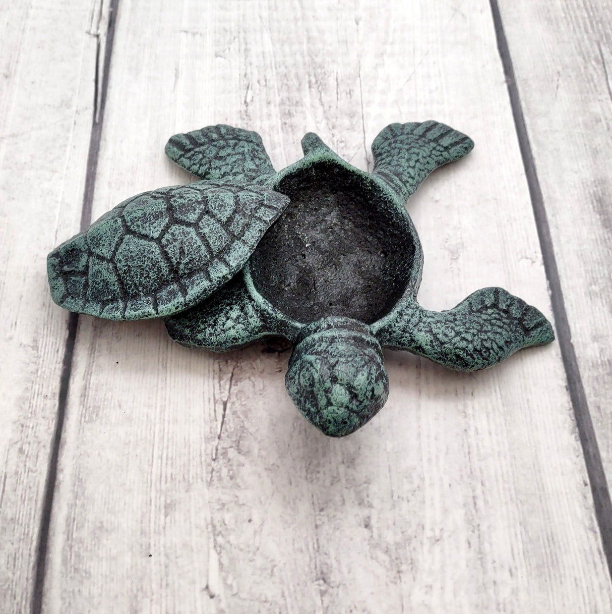 Green Sea Turtle Key Box With Lid Metal (1 key box approx. 5+ inches) Dark Aged Green Cast Iron Sea Turtle Box for keys trinkets & gifting!
