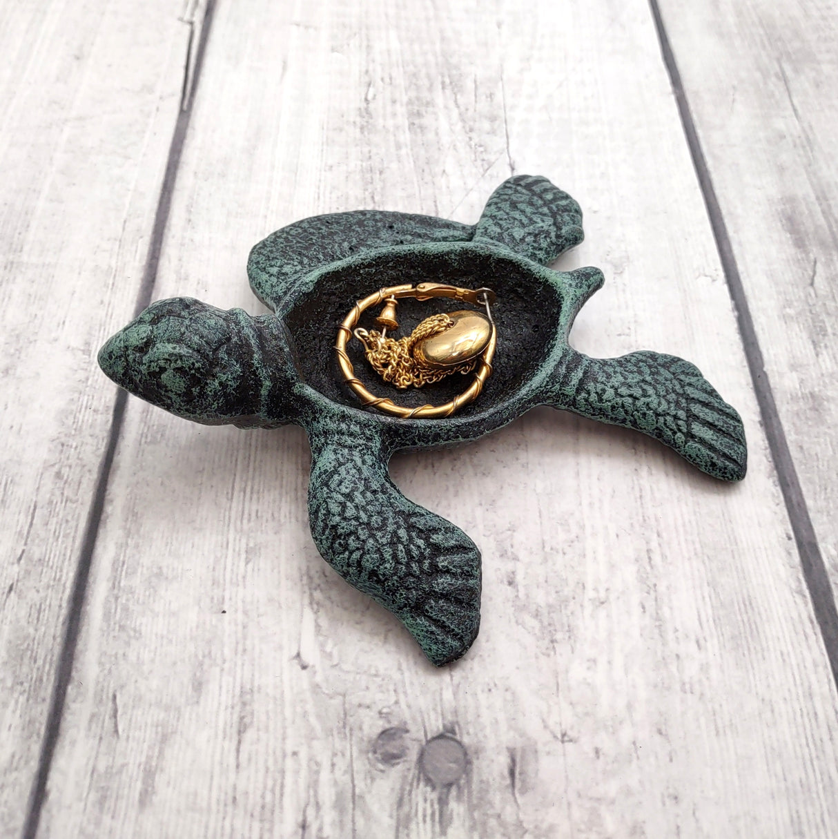 Green Sea Turtle Key Box With Lid Metal (1 key box approx. 5+ inches) Dark Aged Green Cast Iron Sea Turtle Box for keys trinkets & gifting!