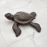 Brown Sea Turtle Key Box With Lid Metal (1 key box approx. 5+ inches) Aged Rust Brown Cast Iron Sea Turtle Box for keys trinkets & gifting!