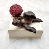 Brown Sea Turtle Key Box With Lid Metal (1 key box approx. 5+ inches) Aged Rust Brown Cast Iron Sea Turtle Box for keys trinkets & gifting!