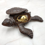 Brown Sea Turtle Key Box With Lid Metal (1 key box approx. 5+ inches) Aged Rust Brown Cast Iron Sea Turtle Box for keys trinkets & gifting!