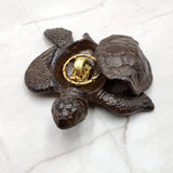 Brown Sea Turtle Key Box With Lid Metal (1 key box approx. 5+ inches) Aged Rust Brown Cast Iron Sea Turtle Box for keys trinkets & gifting!